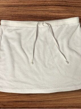 Vintage Y2K Steve Madden Women’s White Terry Cloth Drawstring Mini Skirt
